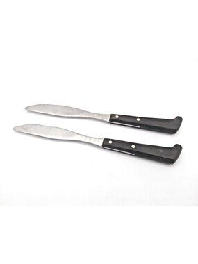 Vtg Mid Century West Bend Stainless 2 piece Walnut Handle Steak Knife USA 8.5"